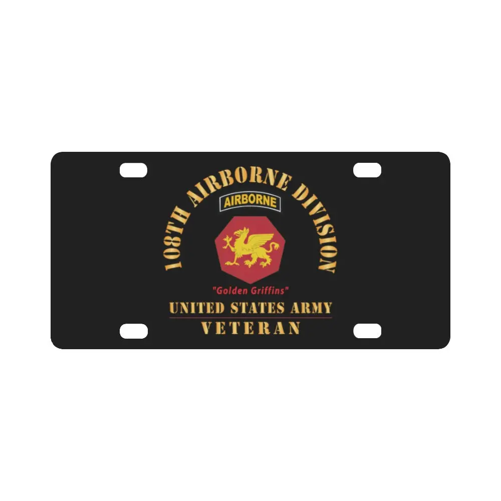 Army - Ssi - 108Th Airborne Division (1946-1952 ) - Golden Griffins - Us Army Veteran X 300 Classic License Plate 1