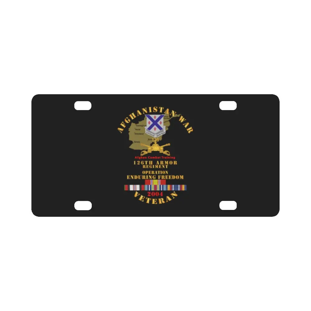 Army - Afghanistan War Vet - 126Th Armor Regiment W Afghan Svc 2004 Classic License Plate 1