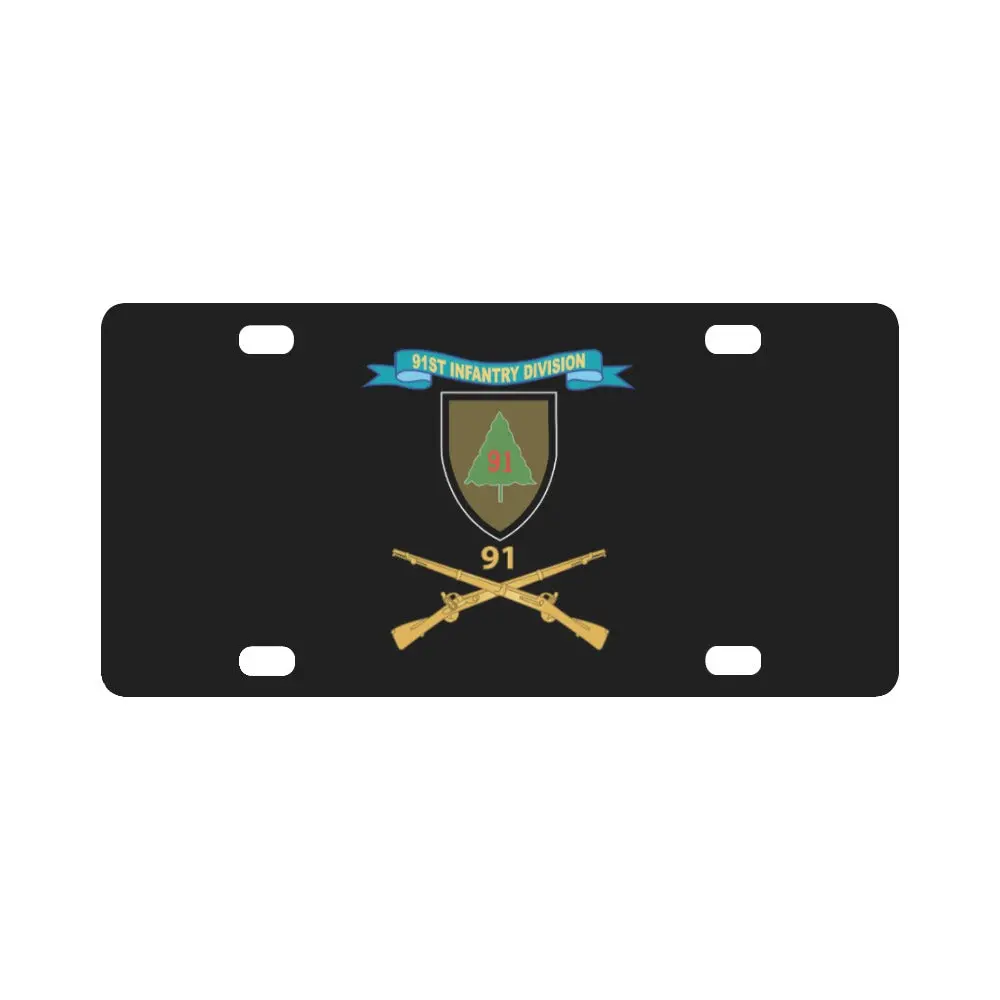 Army - 91St Infantry Division W Br - Ssi - Ribbon X 300 Classic License Plate 1