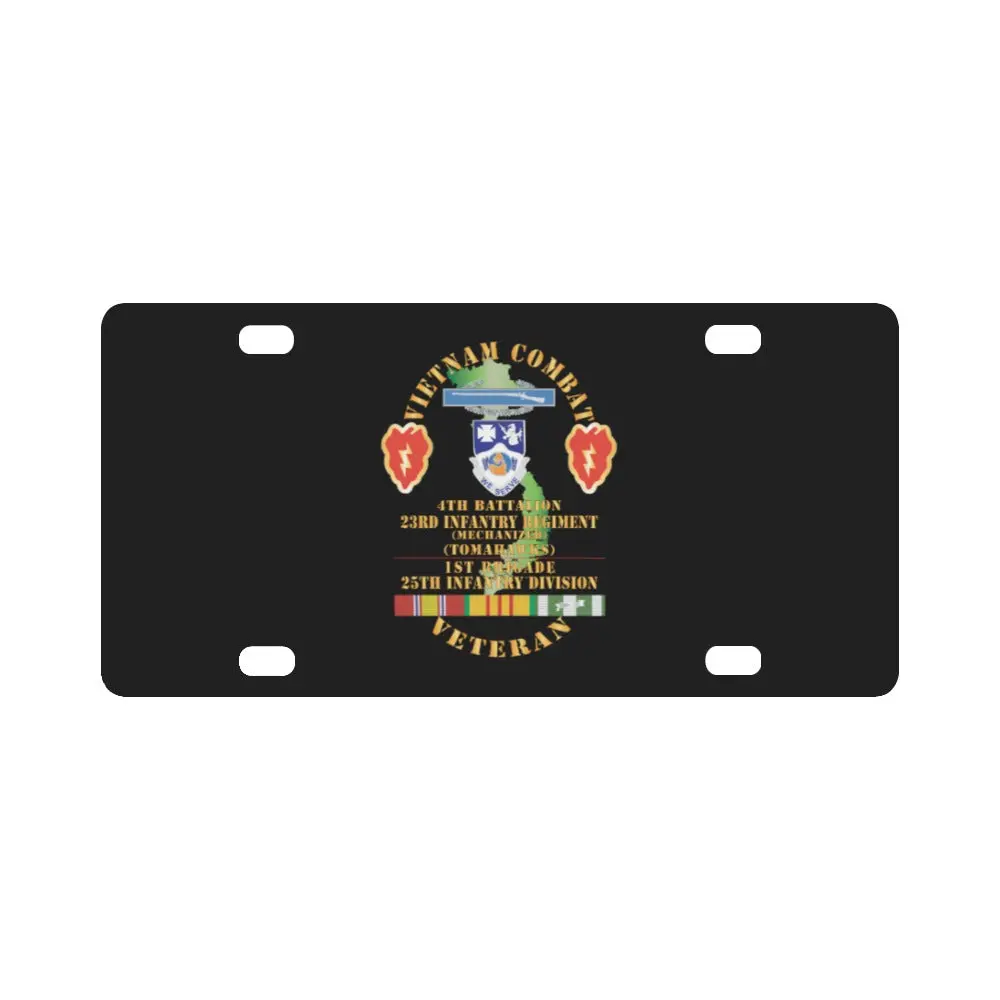 Army - Vietnam Combat Infantry Veteran W 4Th Bn 23Rd Infantry (Mech) - Tomahawks) - 25Th Id Ssi X 300 Classic License Plate 1