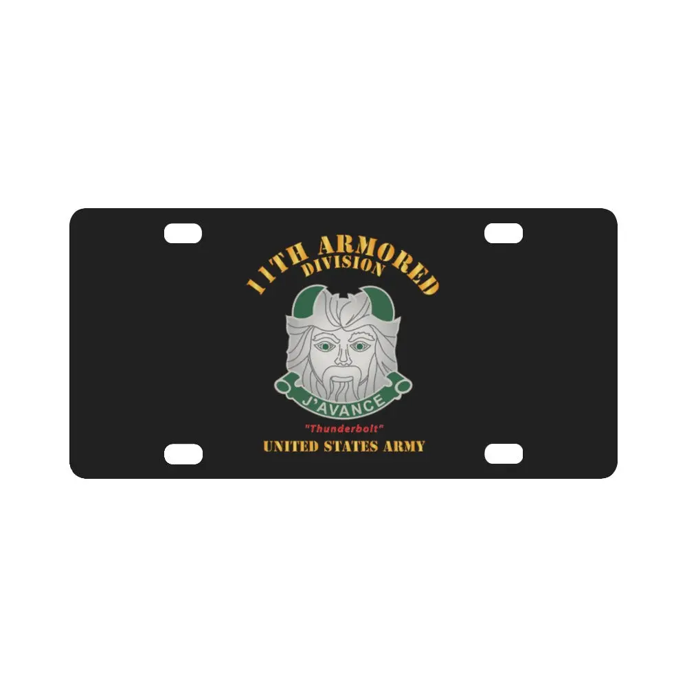 Army - Dui - 11Th Armored Division - Thunderbolt - Us Army X 300 Classic License Plate 1