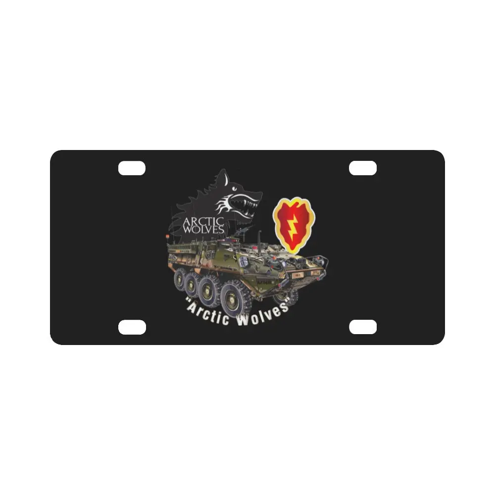 Army - 1St Stryker Bde - 25Th Id - Arctic Wolves - White W Stryker Wo Div Classic License Plate 1