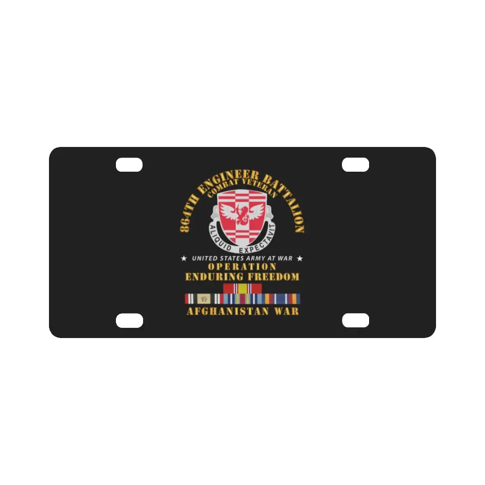 Army - 864Th Eng Bn - Enduring Freedom Veteran W Afghan Svc Classic License Plate 1