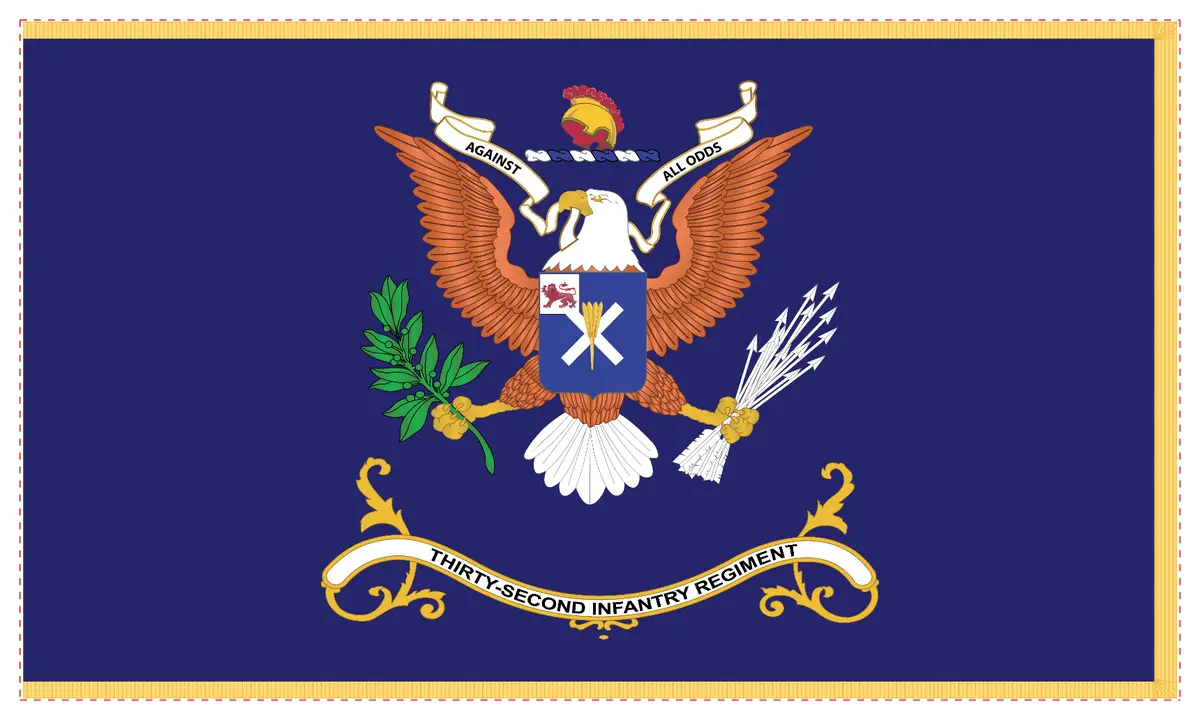 Rectangle Flags - Army - Regimental Colors - 32Nd Infantry Regiment - Against All Odds 1