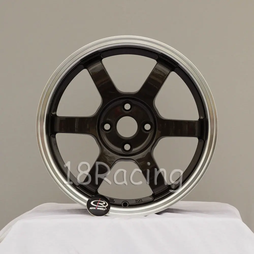 Rota Wheels Grid 1670 4X100 40 67.1 Gunmetal With Polish Lip 1