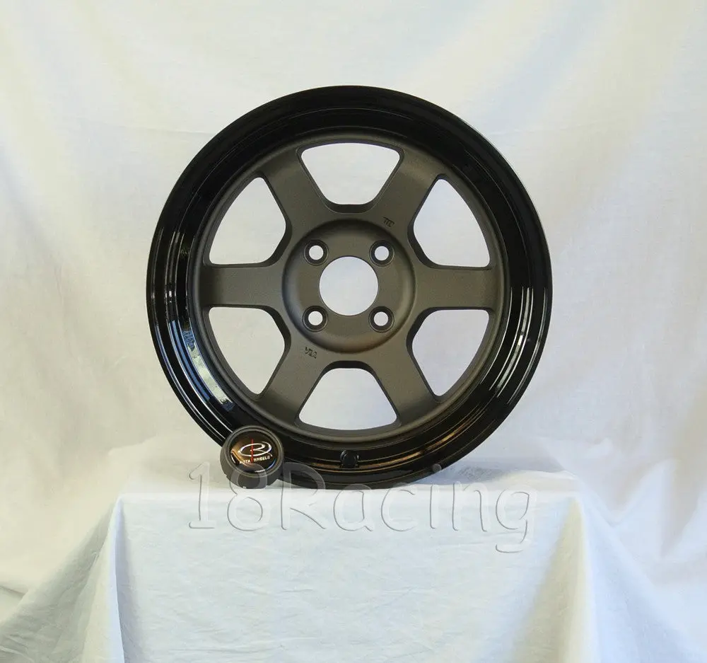 Rota Wheels Grid V 1580 4X100 0 67.1 Flat Gunmetal With Yamaha Black Lip 1