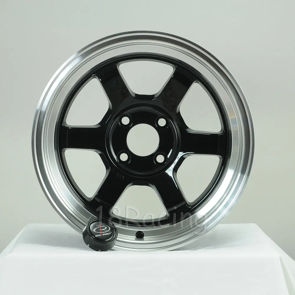 Rota Wheels Grid V 1580 4X100 0 67.1 Black With Polish Lip 1