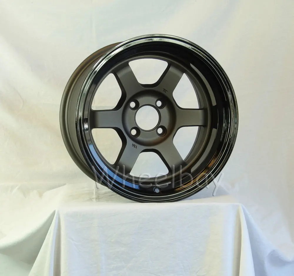 Rota Wheels Grid V 1590 4X100 0 67.1 Flat Gumetal With Glossy Black Lip 1