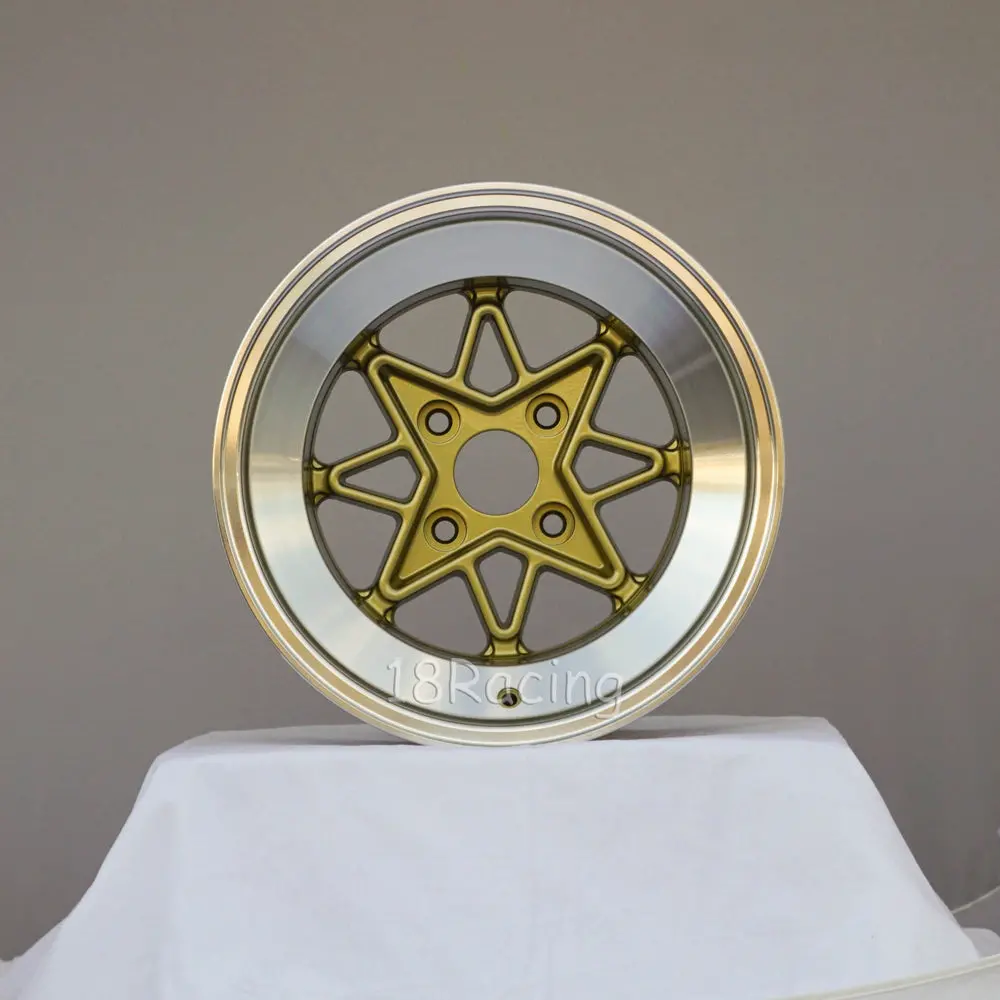 Rota Wheels Hachiju 1590 4X100 -15 67.1  Gold With Polish Lip 1