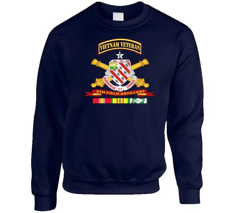 Veteran Long Sleeve T-Shirt – 8th Field Artillery Army Unit with Vietnam Service Ribbon and Vet Tab - Image 10