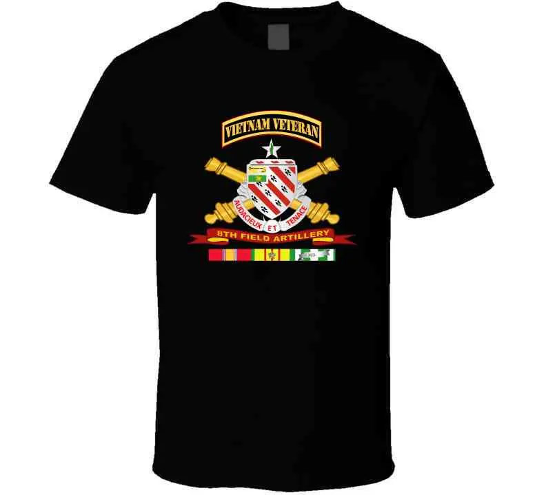 Army - 8Th Field Artillery W Br - Ribbon Vn Svc Vet Tab Long Sleeve T Shirt 16