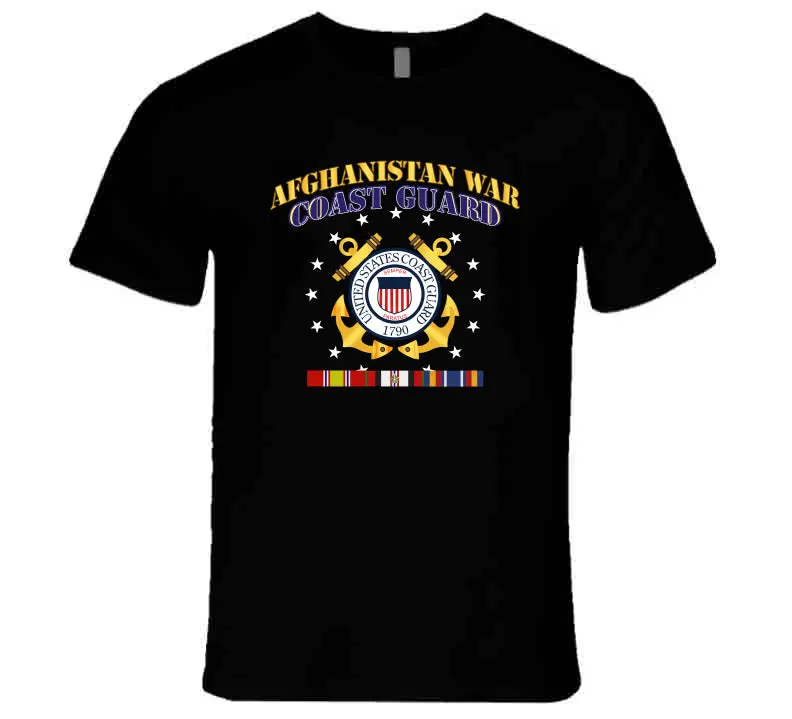Uscg - Coast Guard With Afghanistan Service Ribbons - T-Shirts - Premium 1