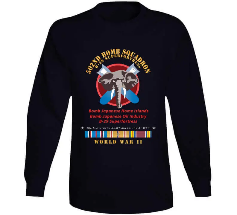 502nd Bomb Squadron B-29 Superfortress WWII Pacific Campaign Vintage T-Shirt, Crewneck Sweatshirt, Hoodie & Long-Sleeve Tee - Image 12
