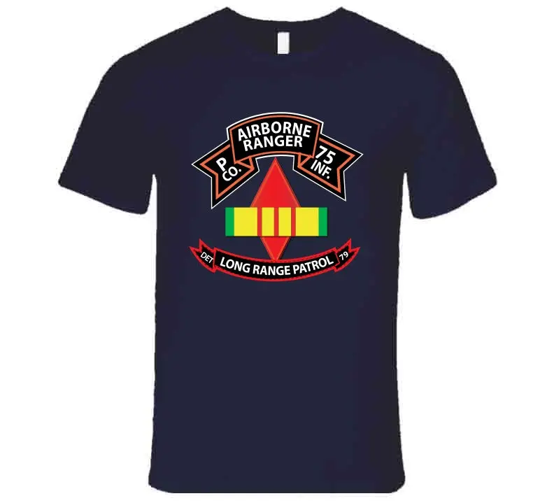 Commemorative Vietnam War T-shirt showcasing the 75th Ranger Regiment, 5th Infantry Division, LRS-D, and Vietnam Service Ribbon - Image 19