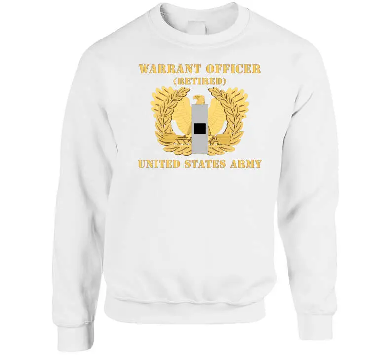 Retired U.S. Army Warrant Officer Grade WO1 T-Shirt Featuring Flat Eagle and Chevron Bar Design - Image 9