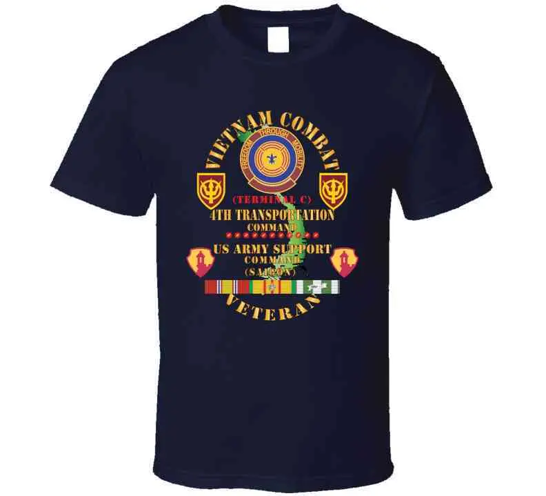 Army - Vietnam Combat Veteran W 4Th Transportation Command, Us Army Support Cmd Saigon W Vn Svc X 300 T Shirt 3