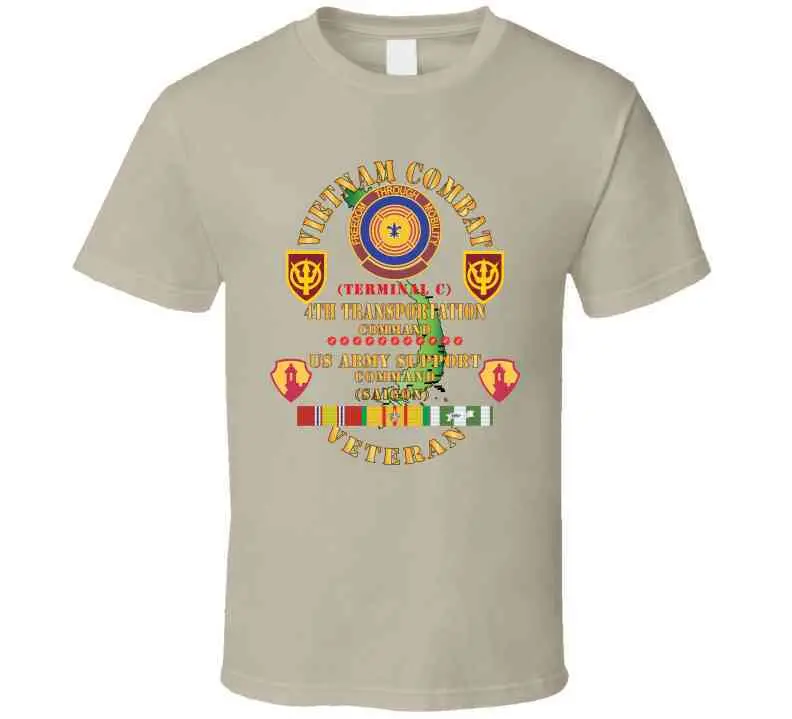 Army - Vietnam Combat Veteran W 4Th Transportation Command, Us Army Support Cmd Saigon W Vn Svc X 300 T Shirt 4