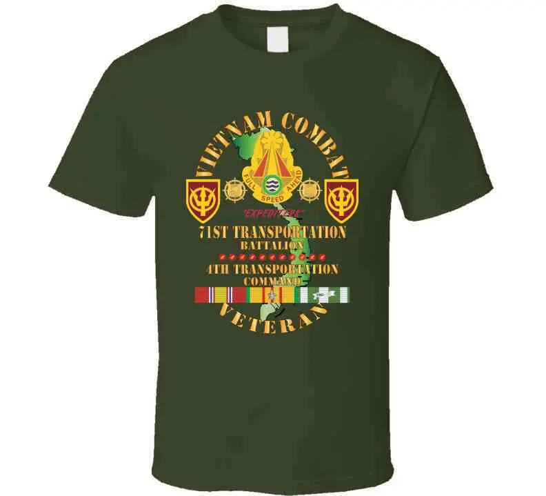 Army - Vietnam Combat Veteran W 71St Transportation Bn, 4Th Trans Command W Vn Svc X 300 T Shirt 2