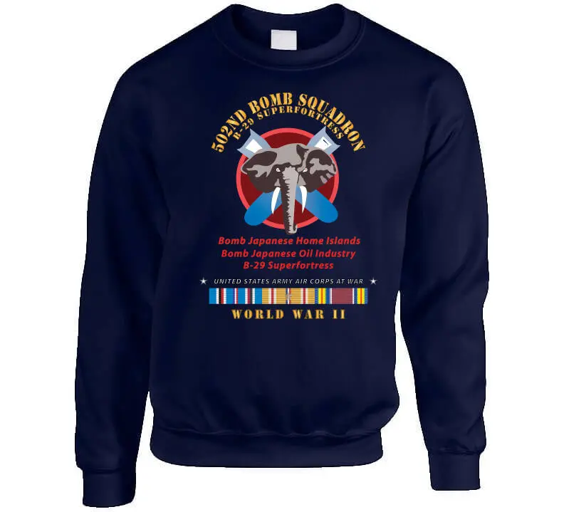 502nd Bomb Squadron B-29 Superfortress WWII Pacific Campaign Vintage T-Shirt, Crewneck Sweatshirt, Hoodie & Long-Sleeve Tee - Image 7