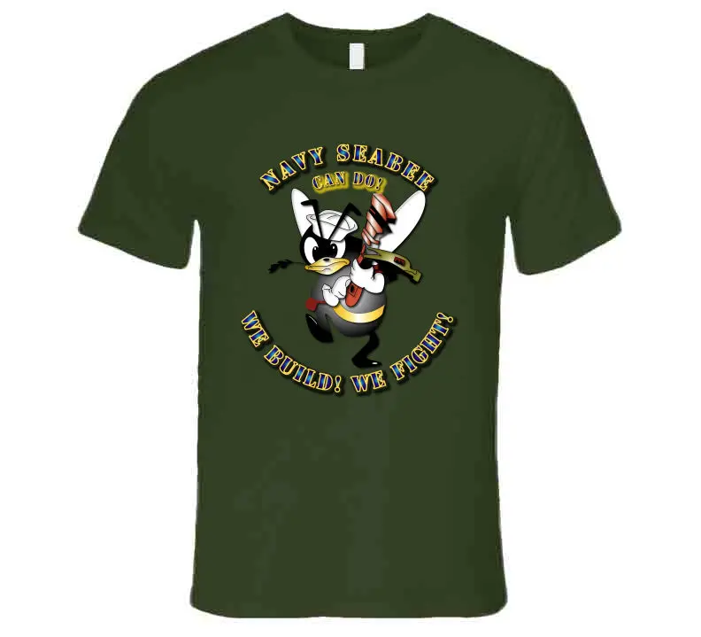 Premium Navy Seabee W Wrench T-Shirt - Image 3