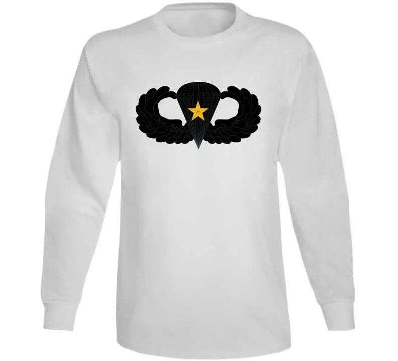 Black metal Army parachutist badge featuring one combat star, designed as a durable 1x300 mm T-shirt applique - Image 15