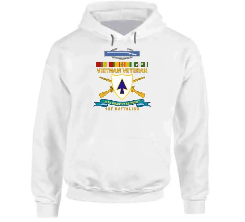 Official 26th Infantry Regiment T-shirt featuring Distinctive Unit Insignia (DUI), Bronze Ribbon, 1st Battalion designation, Combat Infantryman Badge (CIB), Vietnam Service Medal emblem, and 'X300' commemorative detail - Image 11