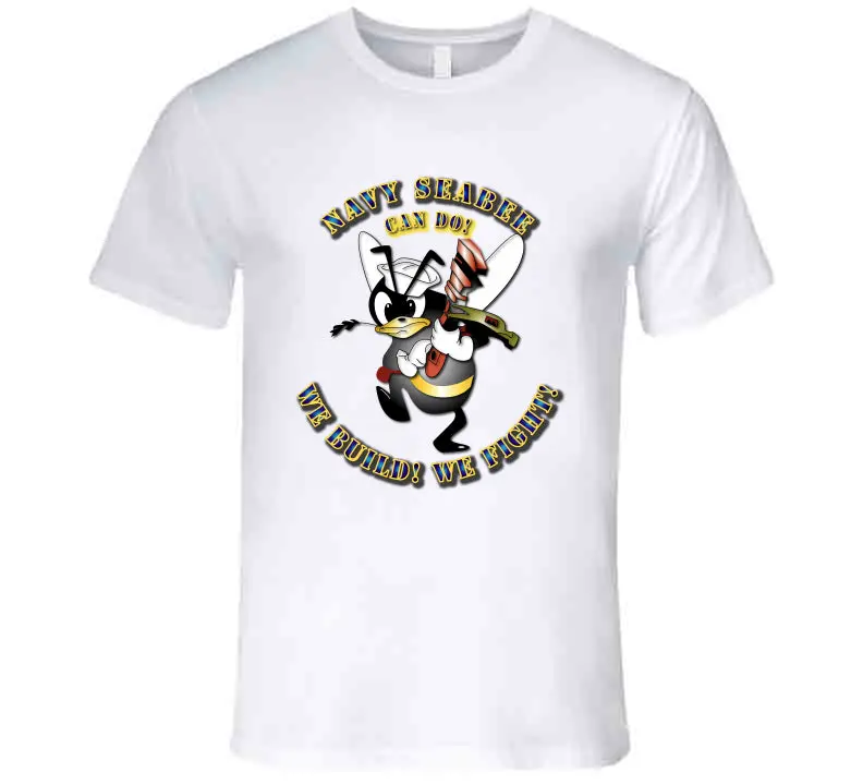Premium Navy Seabee W Wrench T-Shirt - Image 2