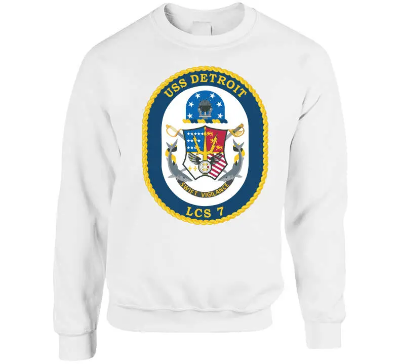USS Detroit LCS-7 Naval Tribute T-Shirt, Crewneck Sweatshirt, Hoodie & Long-Sleeve Top - Image 8