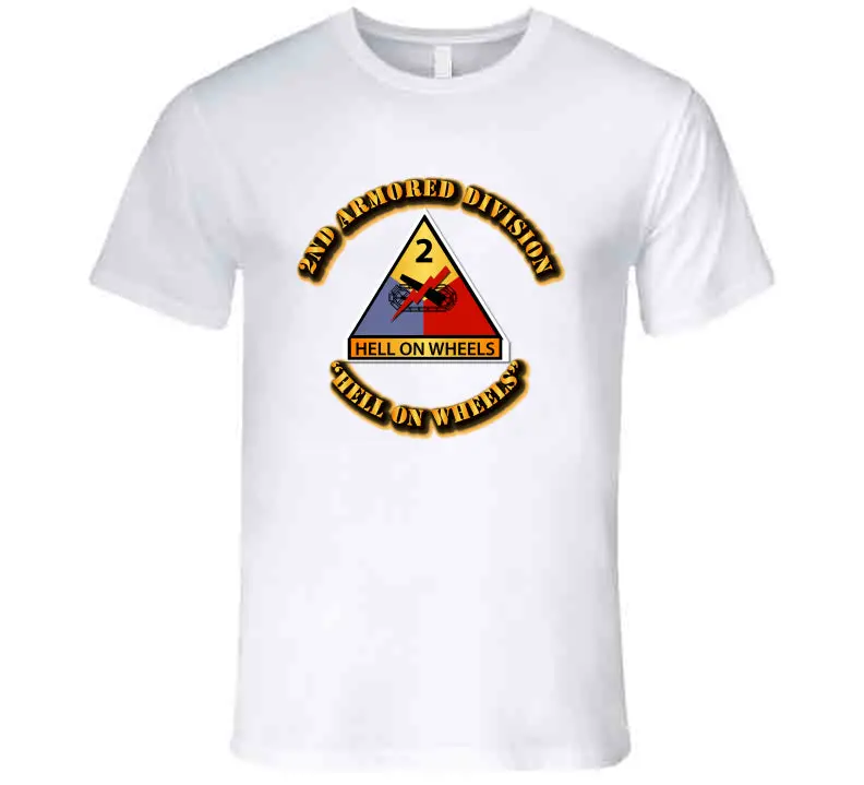Premium Hell on Wheels T-Shirt Featuring 2nd Armored Division SSI