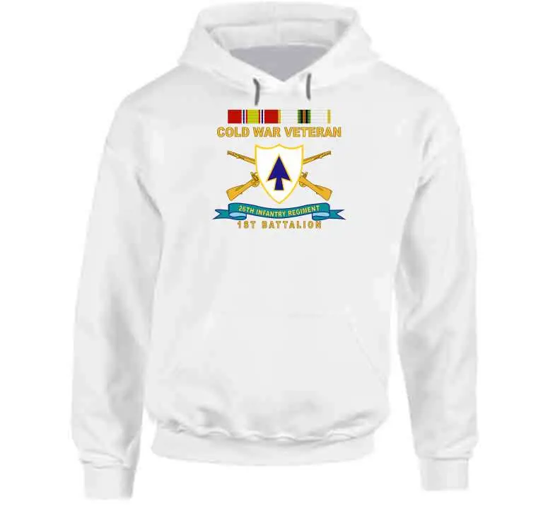 Official 26th Infantry Regiment T-shirt featuring distinctive unit insignia (DUI), bronze service ribbon, and Cold War service emblem for 1st Battalion - Image 11