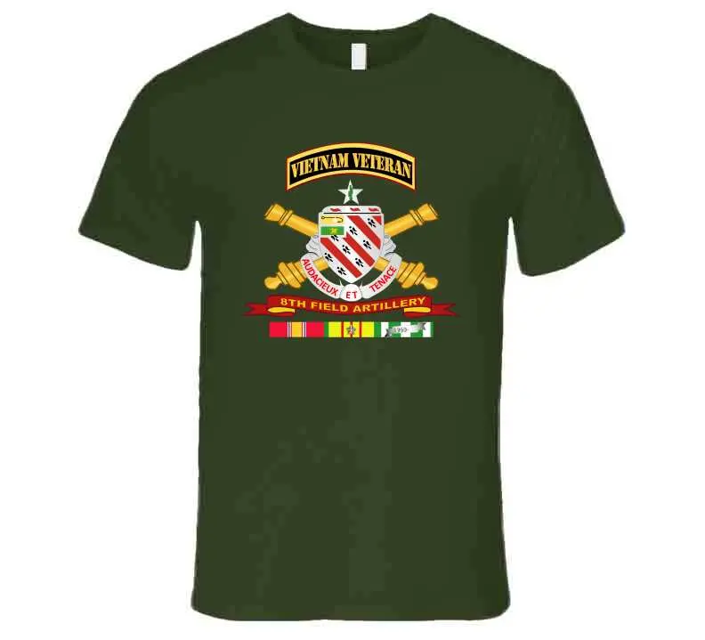 Veteran Long Sleeve T-Shirt – 8th Field Artillery Army Unit with Vietnam Service Ribbon and Vet Tab - Image 18