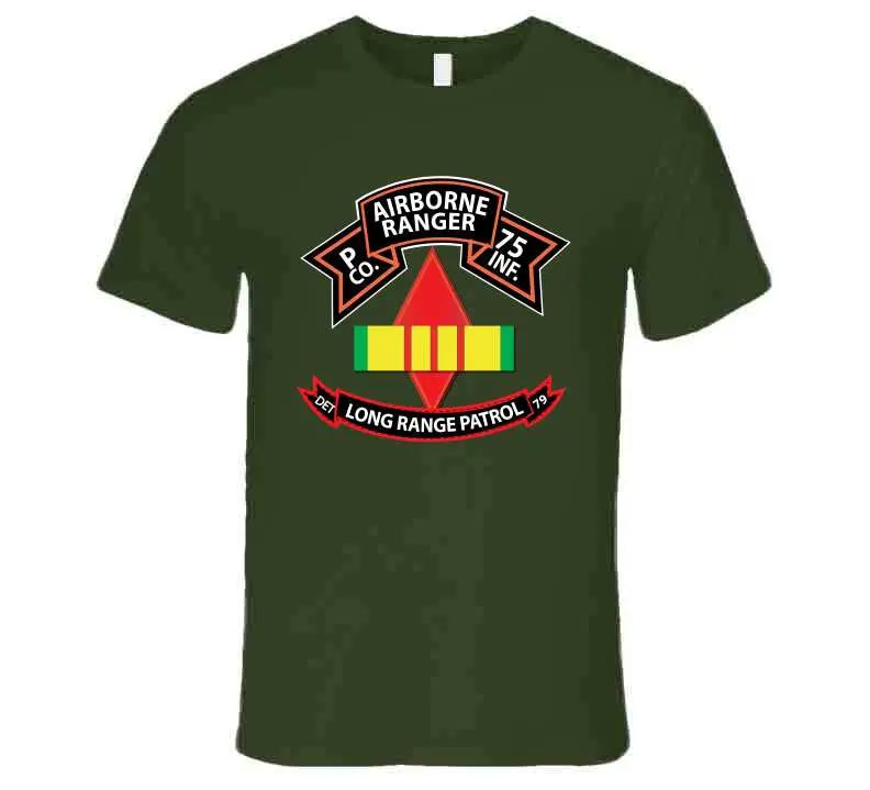 Commemorative Vietnam War T-shirt showcasing the 75th Ranger Regiment, 5th Infantry Division, LRS-D, and Vietnam Service Ribbon - Image 18