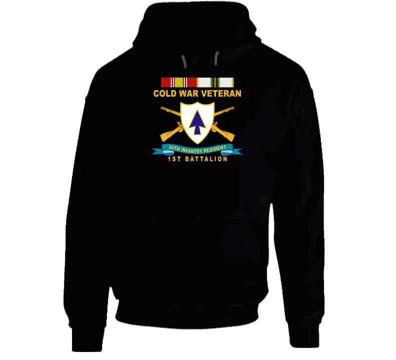 Official 26th Infantry Regiment T-shirt featuring distinctive unit insignia (DUI), bronze service ribbon, and Cold War service emblem for 1st Battalion - Image 9
