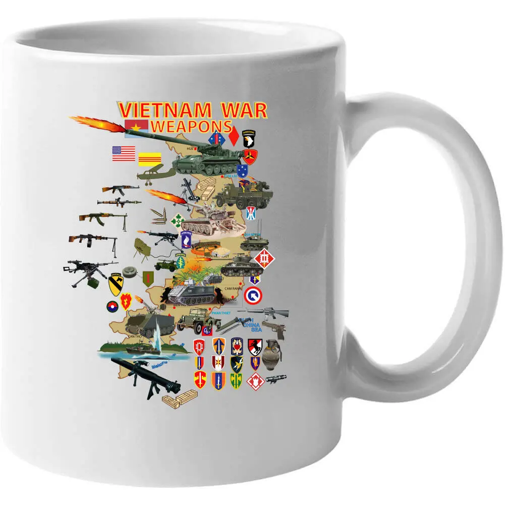 Vietnam Military Units Map T-Shirt Featuring Weapons and Tactical Equipment - Image 16
