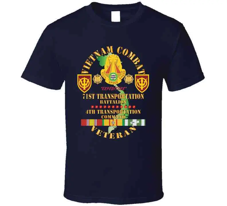Army - Vietnam Combat Veteran W 71St Transportation Bn, 4Th Trans Command W Vn Svc X 300 T Shirt 3