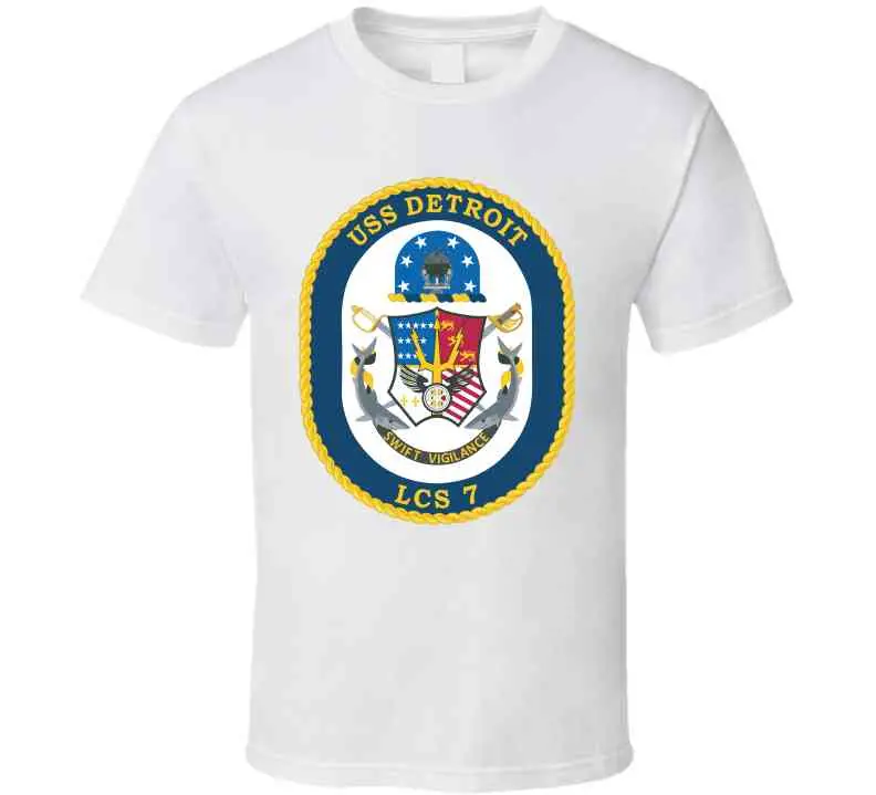 USS Detroit LCS-7 Naval Tribute T-Shirt, Crewneck Sweatshirt, Hoodie & Long-Sleeve Top - Image 4
