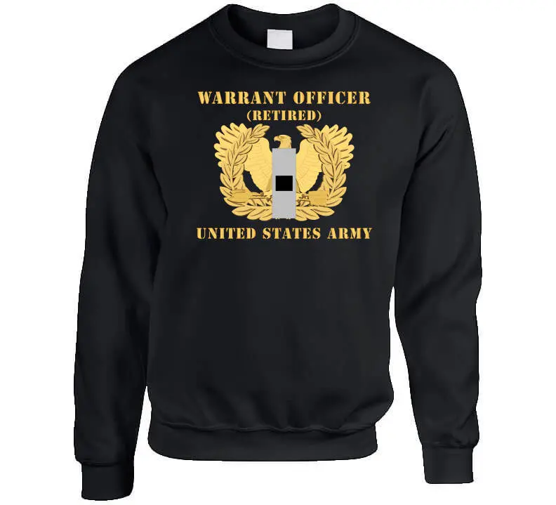 Retired U.S. Army Warrant Officer Grade WO1 T-Shirt Featuring Flat Eagle and Chevron Bar Design - Image 7