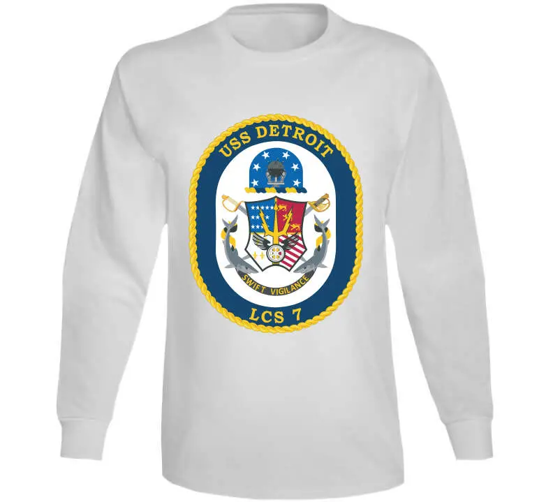 USS Detroit LCS-7 Naval Tribute T-Shirt, Crewneck Sweatshirt, Hoodie & Long-Sleeve Top - Image 14