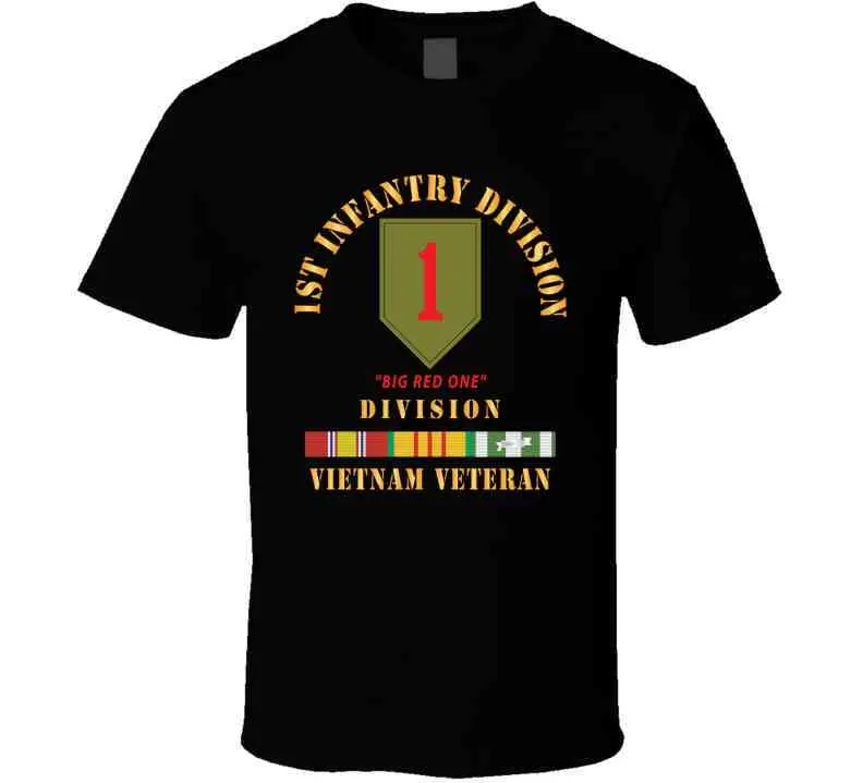 Army - Ssi - 1St Infantry Division - Big Red One - Vietnam Veteran W Vn Svc Bar X T Shirt 1