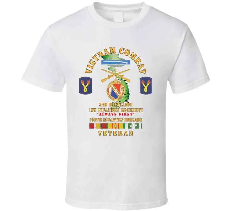 Army - Vietnam Combat Veteran W 2Nd Bn 1St Inf Regt - Always First W Dui - Cib - 196Th Inf Bde X 300 T Shirt 22