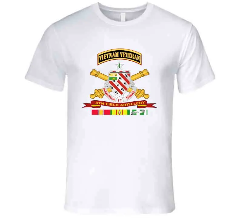 Veteran Long Sleeve T-Shirt – 8th Field Artillery Army Unit with Vietnam Service Ribbon and Vet Tab - Image 20