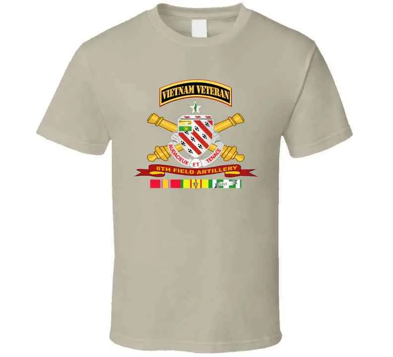 Army - 8Th Field Artillery W Br - Ribbon Vn Svc Vet Tab Long Sleeve T Shirt 19
