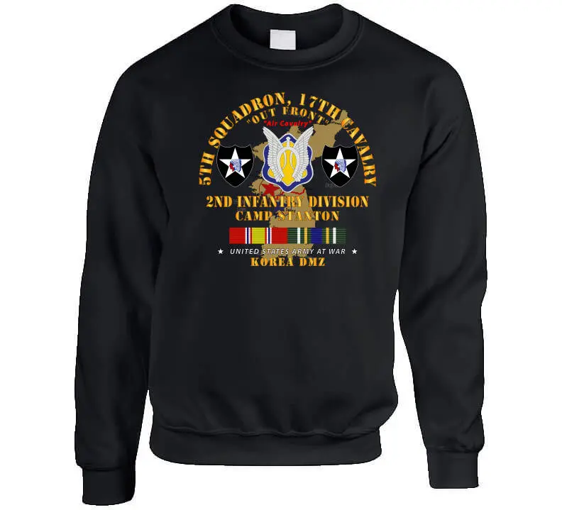 Vintage Military T-Shirt Featuring 5th Squadron, 17th Cavalry Regiment – Camp Stanton, 2nd Infantry Division with Korea Service Map Design - Image 6
