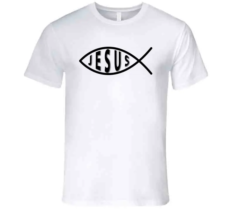 High-Quality Christian T-Shirt Featuring the Ichthys Symbol and Scripture-Inspired Typography