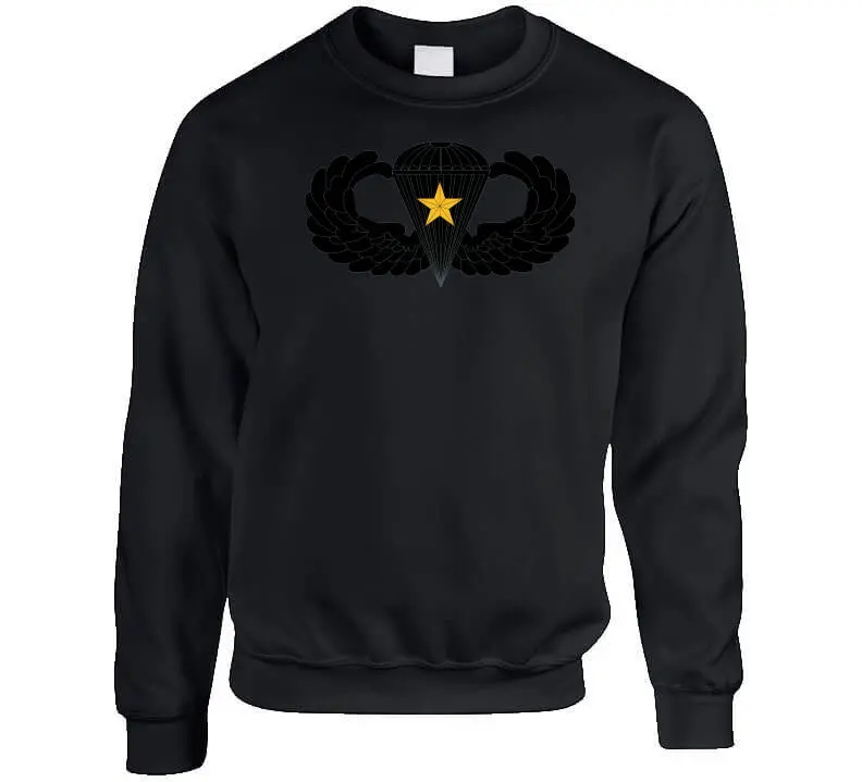 Black metal Army parachutist badge featuring one combat star, designed as a durable 1x300 mm T-shirt applique - Image 7