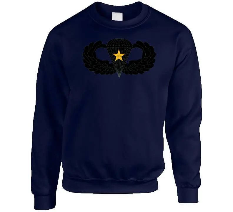 Black metal Army parachutist badge featuring one combat star, designed as a durable 1x300 mm T-shirt applique - Image 8