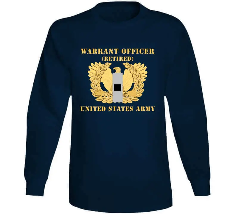 Retired U.S. Army Warrant Officer Grade WO1 T-Shirt Featuring Flat Eagle and Chevron Bar Design - Image 14