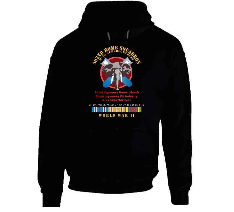 502nd Bomb Squadron B-29 Superfortress WWII Pacific Campaign Vintage T-Shirt, Crewneck Sweatshirt, Hoodie & Long-Sleeve Tee - Image 9