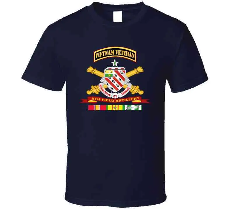 Army - 8Th Field Artillery W Br - Ribbon Vn Svc Vet Tab Long Sleeve T Shirt 18