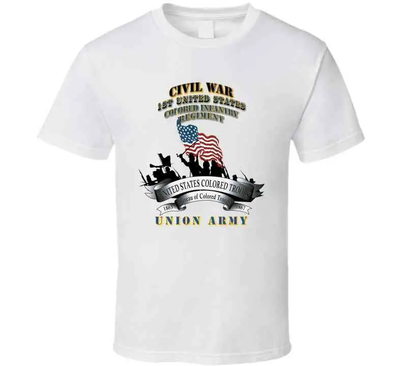 Civil War - 1St United States Colored Infantry Regiment With Usct Bureau Banner - Usa X 300 T Shirt 5